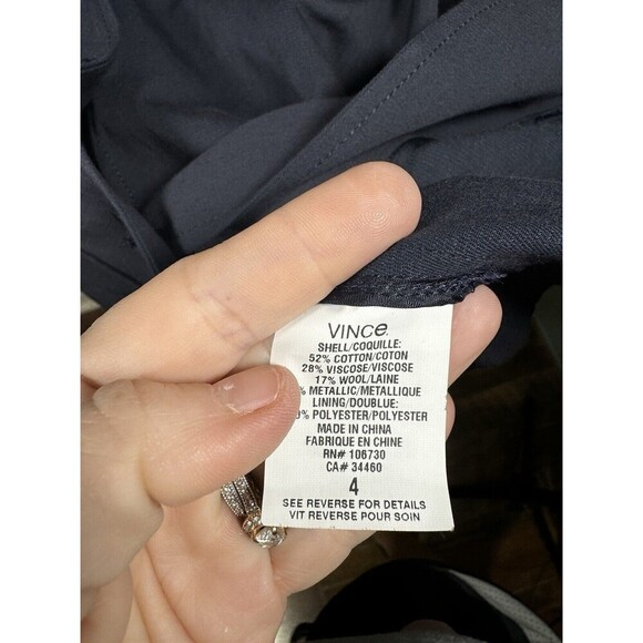 Vince Blazer Womens 4 Navy Blue Button Wool Blend - Picture 3 of 7